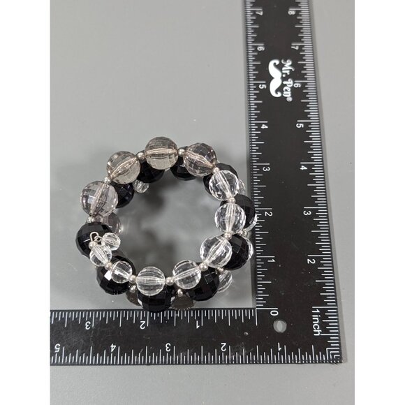 Black Gray Ombre Faceted Clear Lucite Chunky Wrap Bracelet 7" - Picture 8 of 9